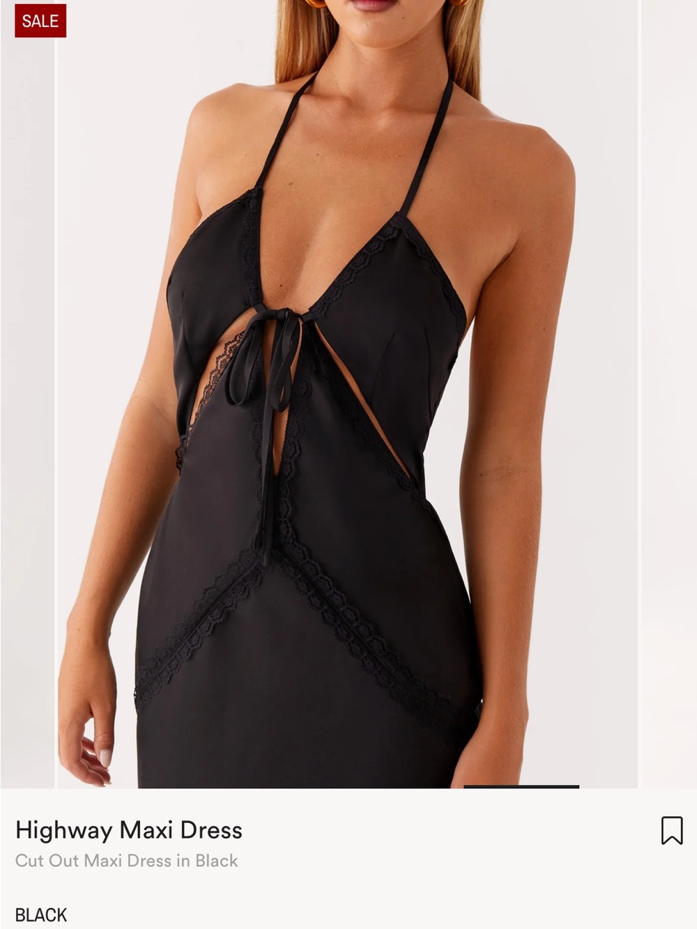 Peppermayo Highway Maxi Cut-Out Slip Dress - Black Sz 2 NWT